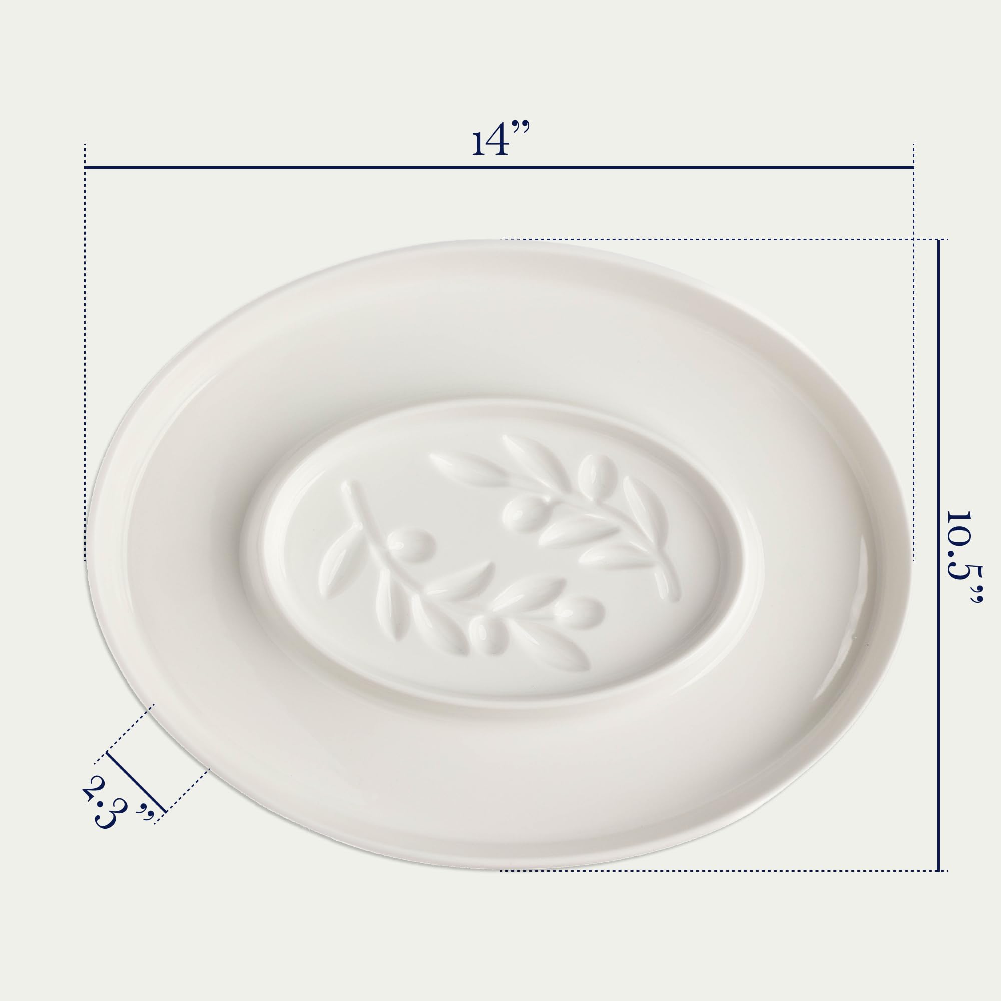 Jeanne Fitz porcelain tray is microwave-safe and durable for entertaining.