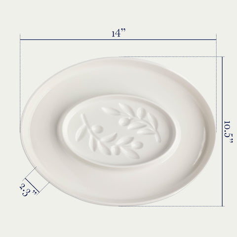 Jeanne Fitz porcelain tray is microwave-safe and durable for entertaining.