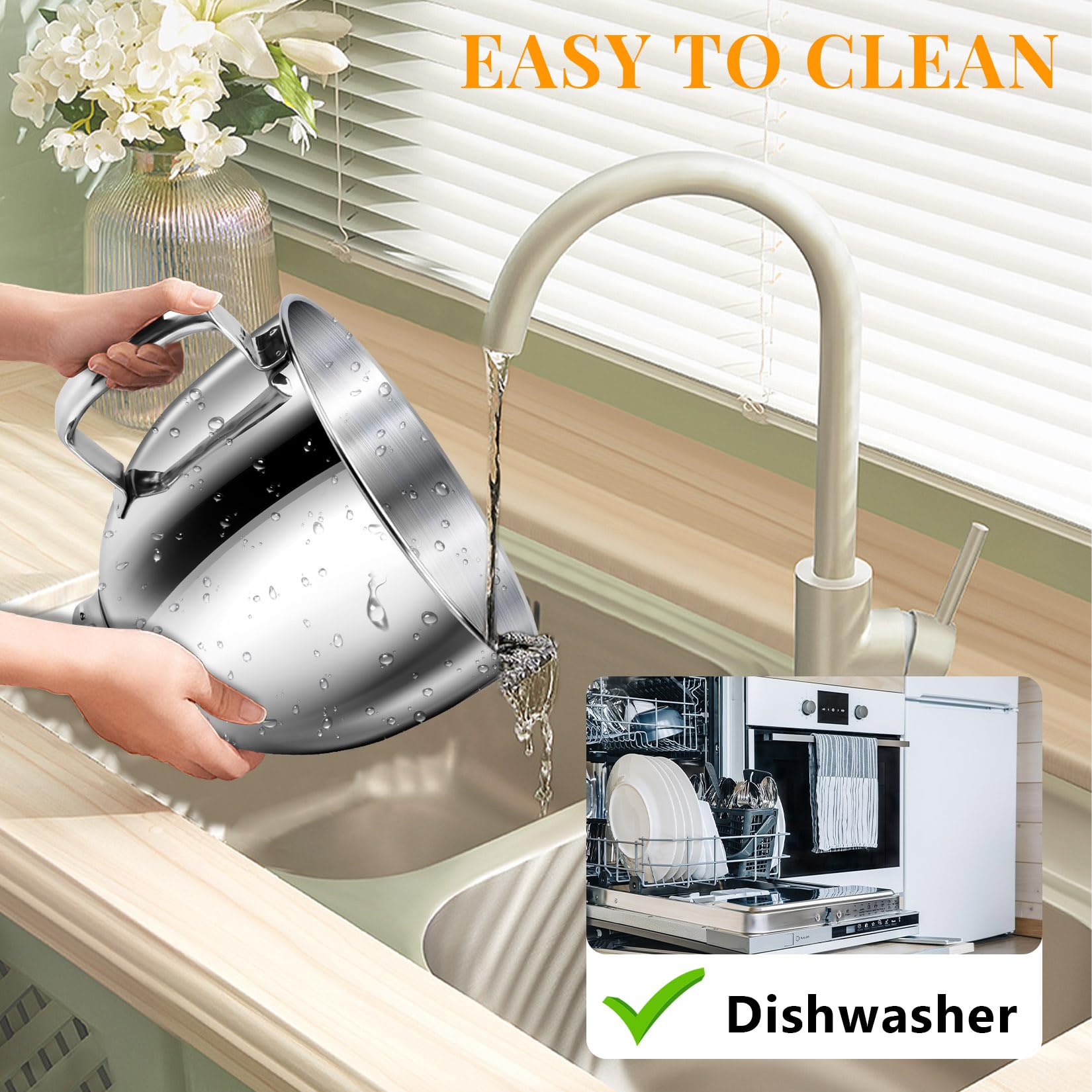 JEASOM dishwasher-safe mixing bowl simplifies cleanup after baking sessions