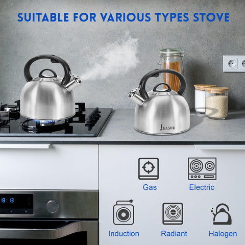 JEASOM compatible with gas, induction, and electric stoves for versatile heating.