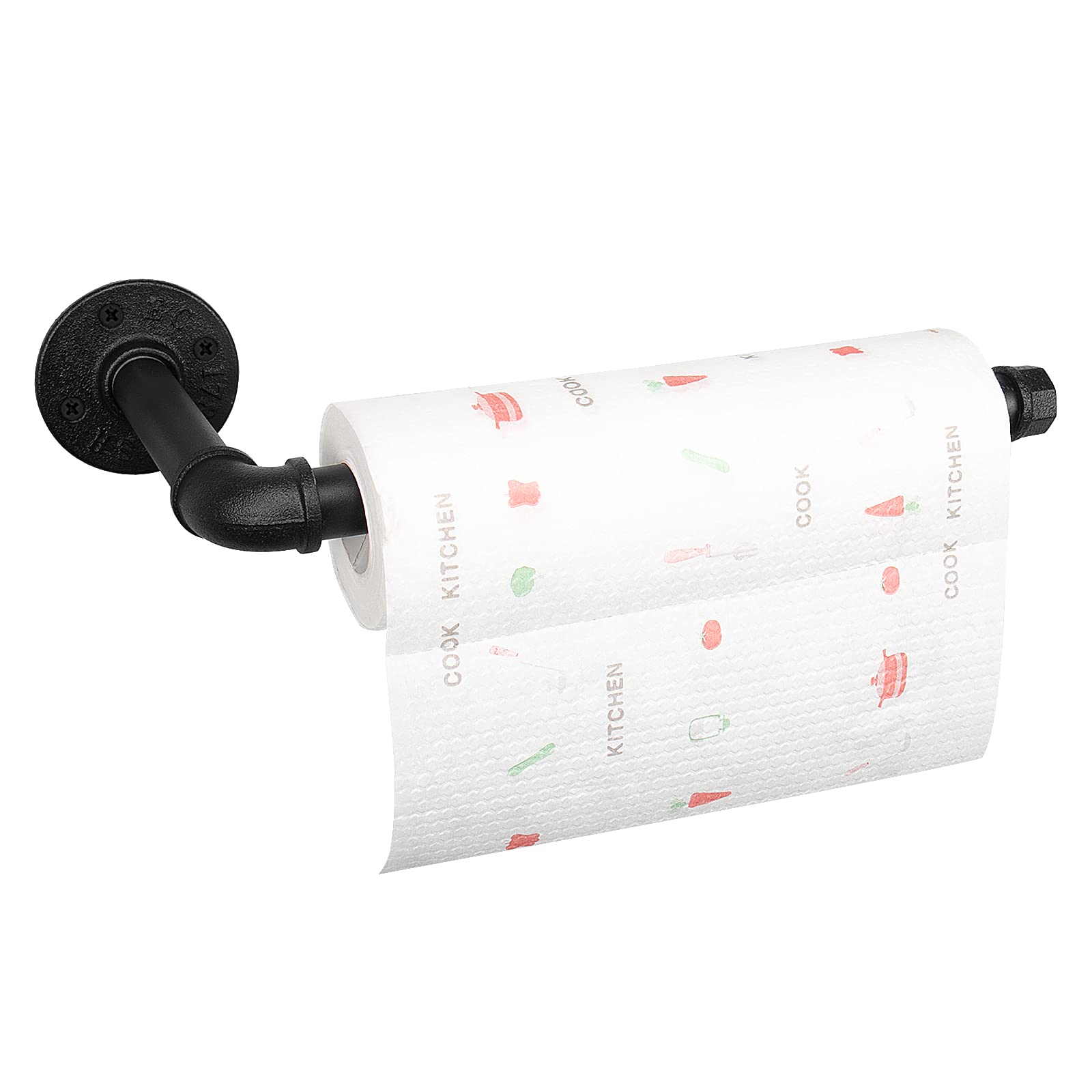 Jeasor industrial iron pipe paper towel holder wall mount in black for kitchen