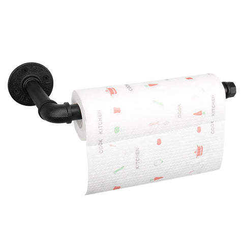 Jeasor industrial iron pipe paper towel holder wall mount in black for kitchen