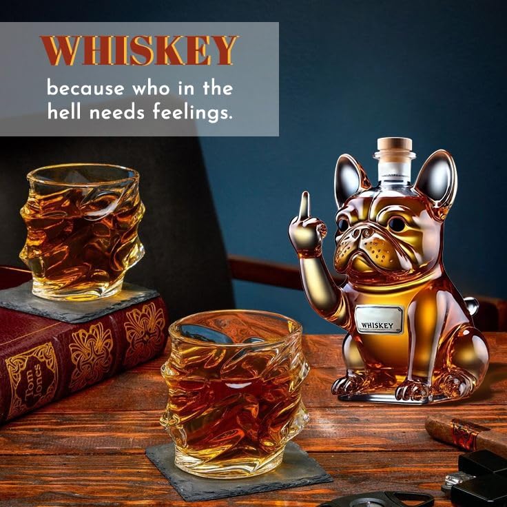 JeCgRrY middle-finger design adds conversation starter flair to your liquor collection.