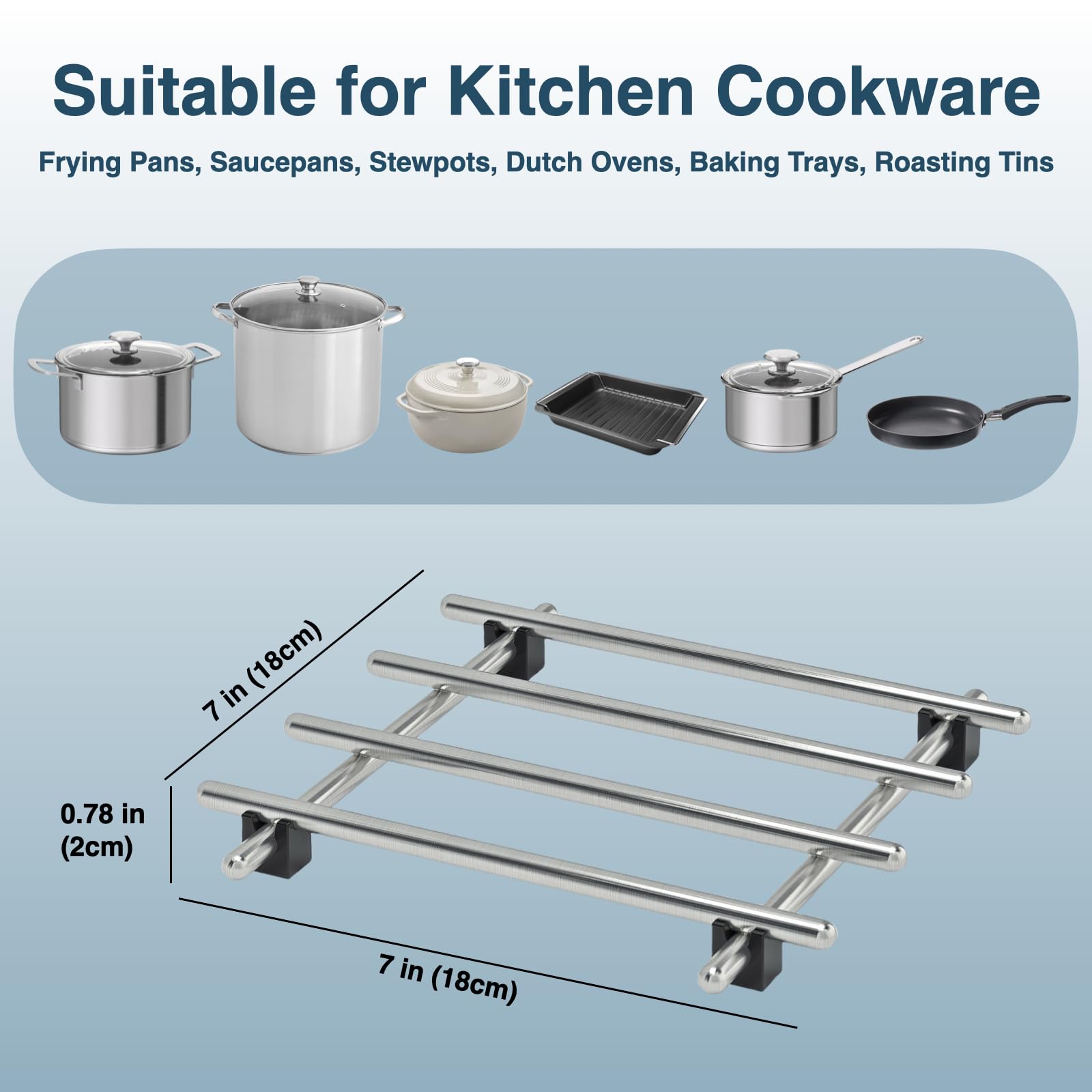 JEEATCN trivet anti-slip feet prevent scratches and keep cookware stable