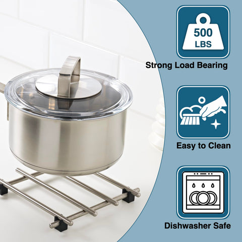 JEEATCN compact 7x7 inch trivet fits most cookware and easy to handle