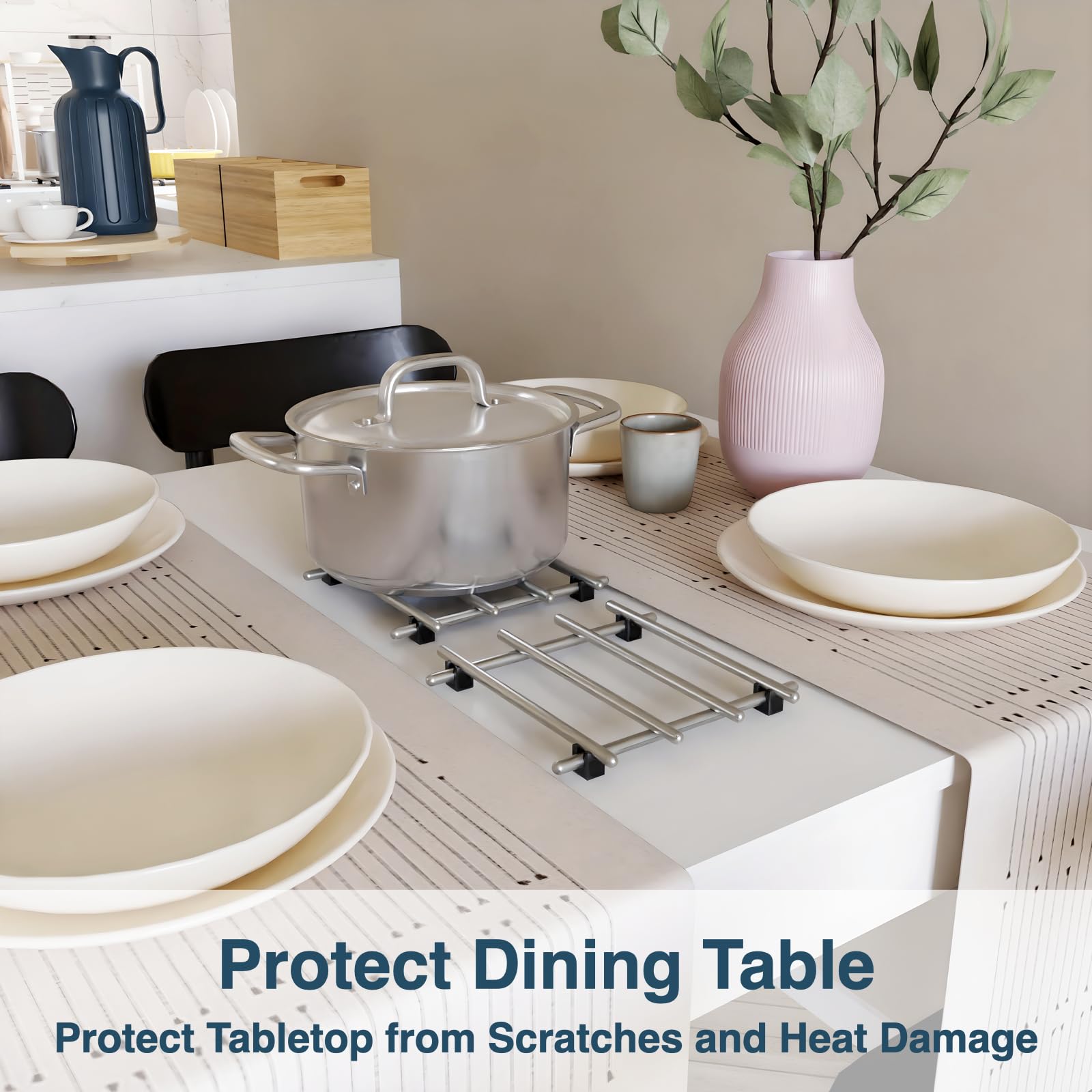 JEEATCN minimalist modern design trivet complements any kitchen style