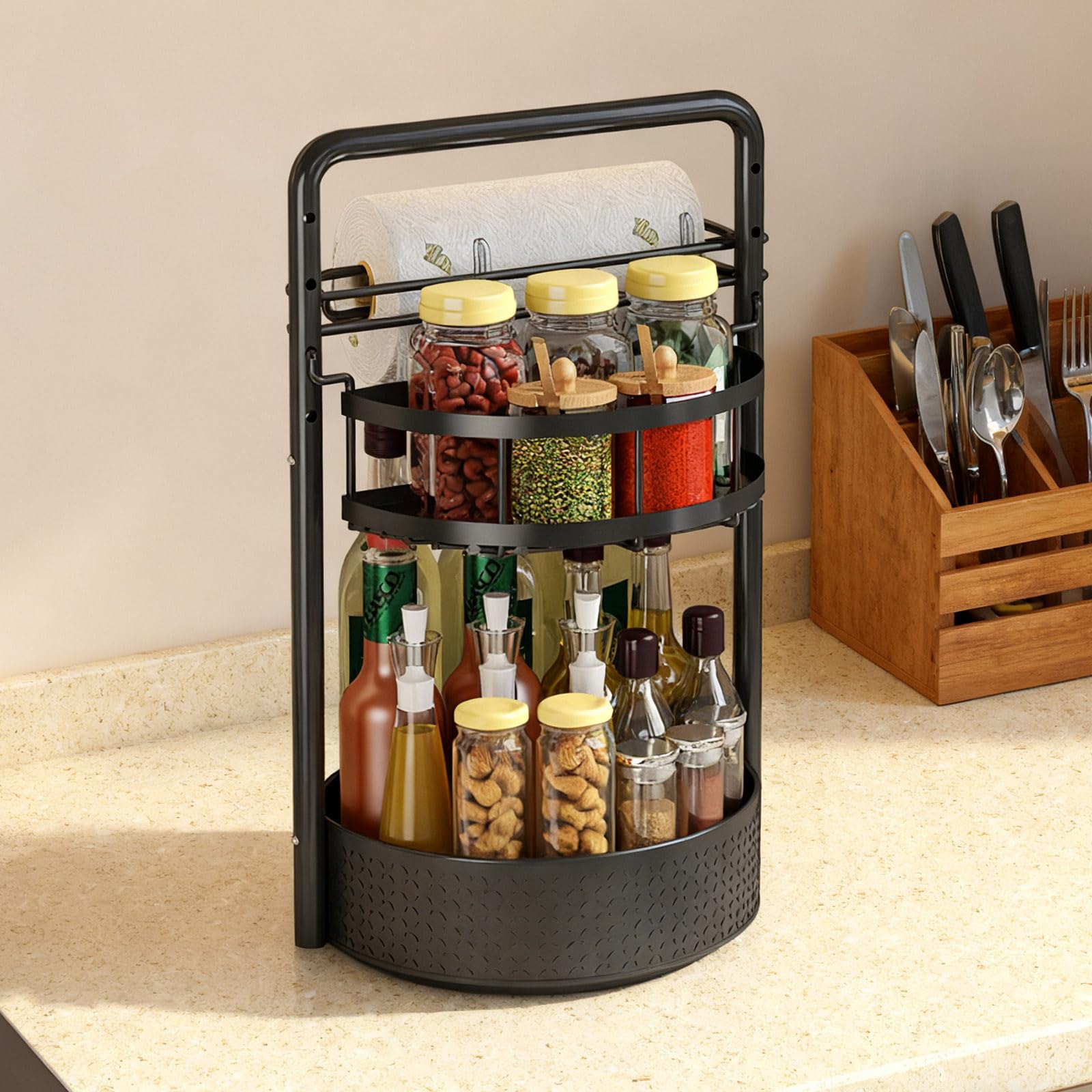JEESA Lazy Susan cabinet storage maximizes vertical space