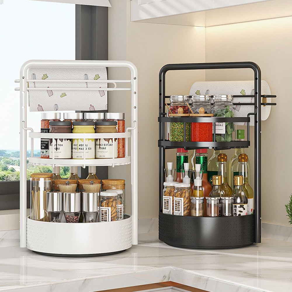 JEESA Lazy Susan compact spice rack saves countertop space