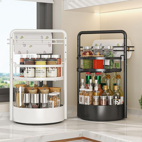 JEESA Lazy Susan compact spice rack saves countertop space