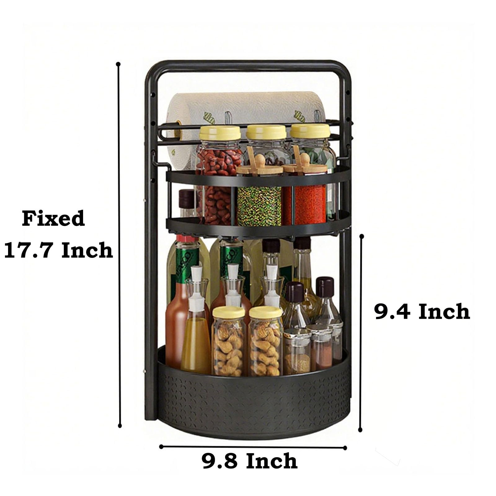JEESA Lazy Susan upper layer adjustable height fits various spice sizes