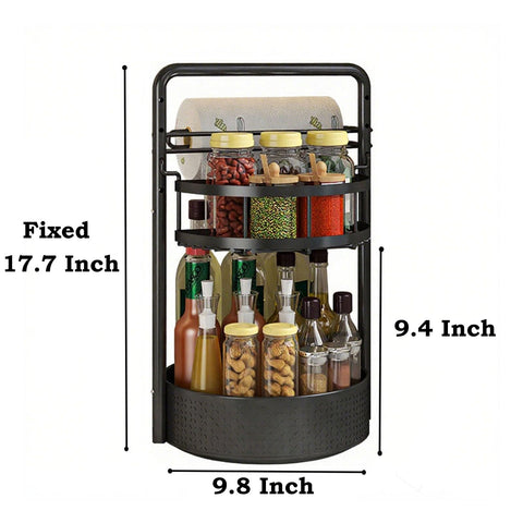 JEESA Lazy Susan upper layer adjustable height fits various spice sizes