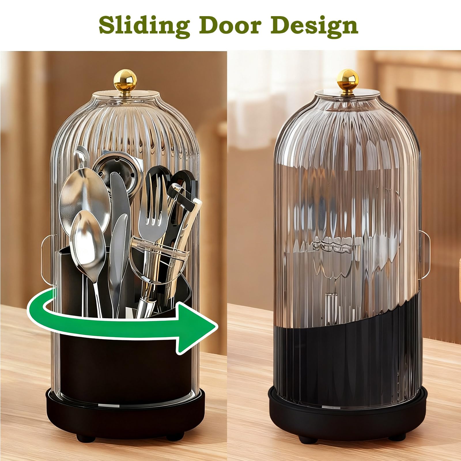 JEESA silverware holder highlights drainage holes to prevent water pooling.
