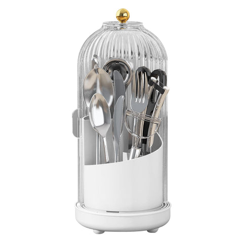 JEESA utensil holder with rotating slot for quick access to cutlery on the counter.