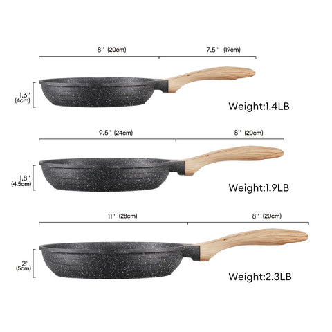 JEETEE granite nonstick 9.5-inch pan ideal for pancakes and sautéed veggies