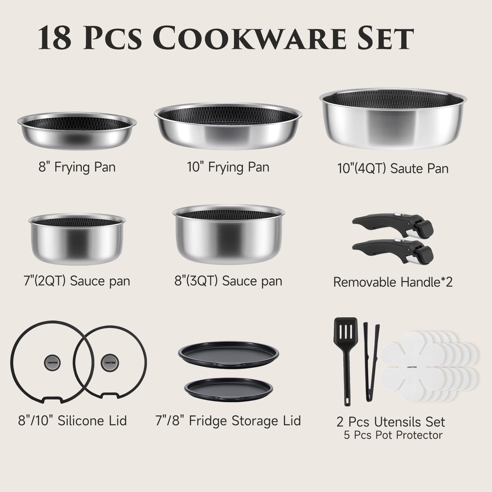 JEETEE 10-inch frying pan delivers fast, even heating for eggs and vegetables.
