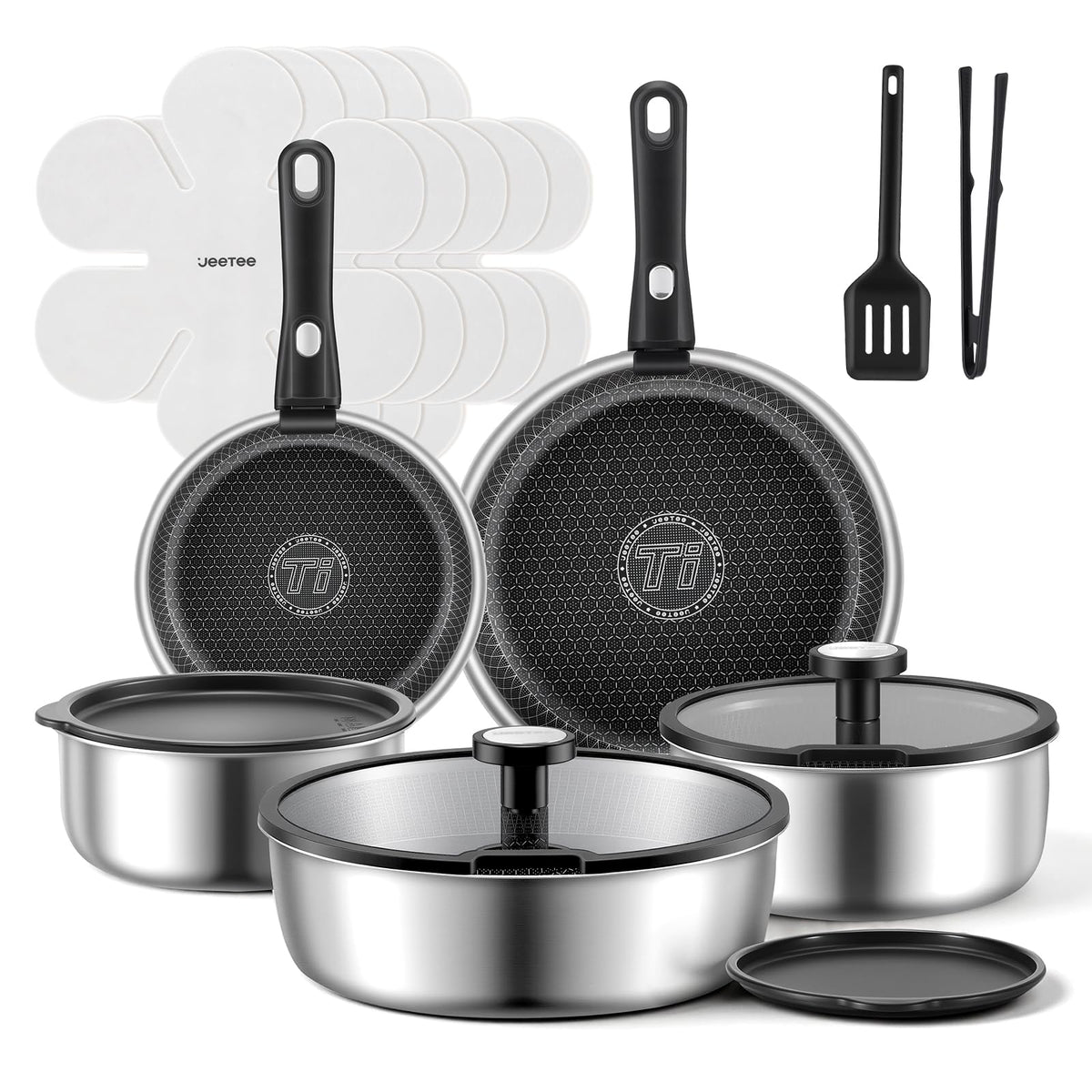 JEETEE 8-inch frying pan with tri-ply design for even browning.