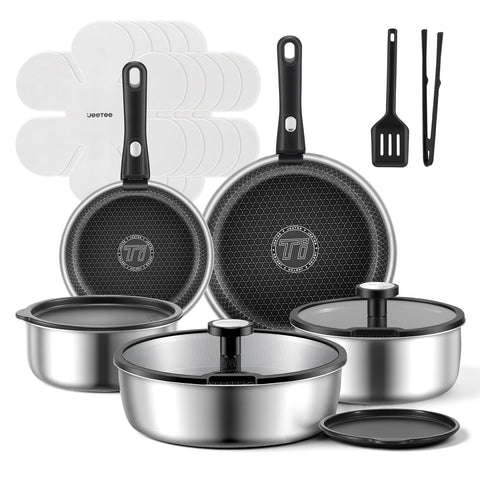 JEETEE 8-inch frying pan with tri-ply design for even browning.