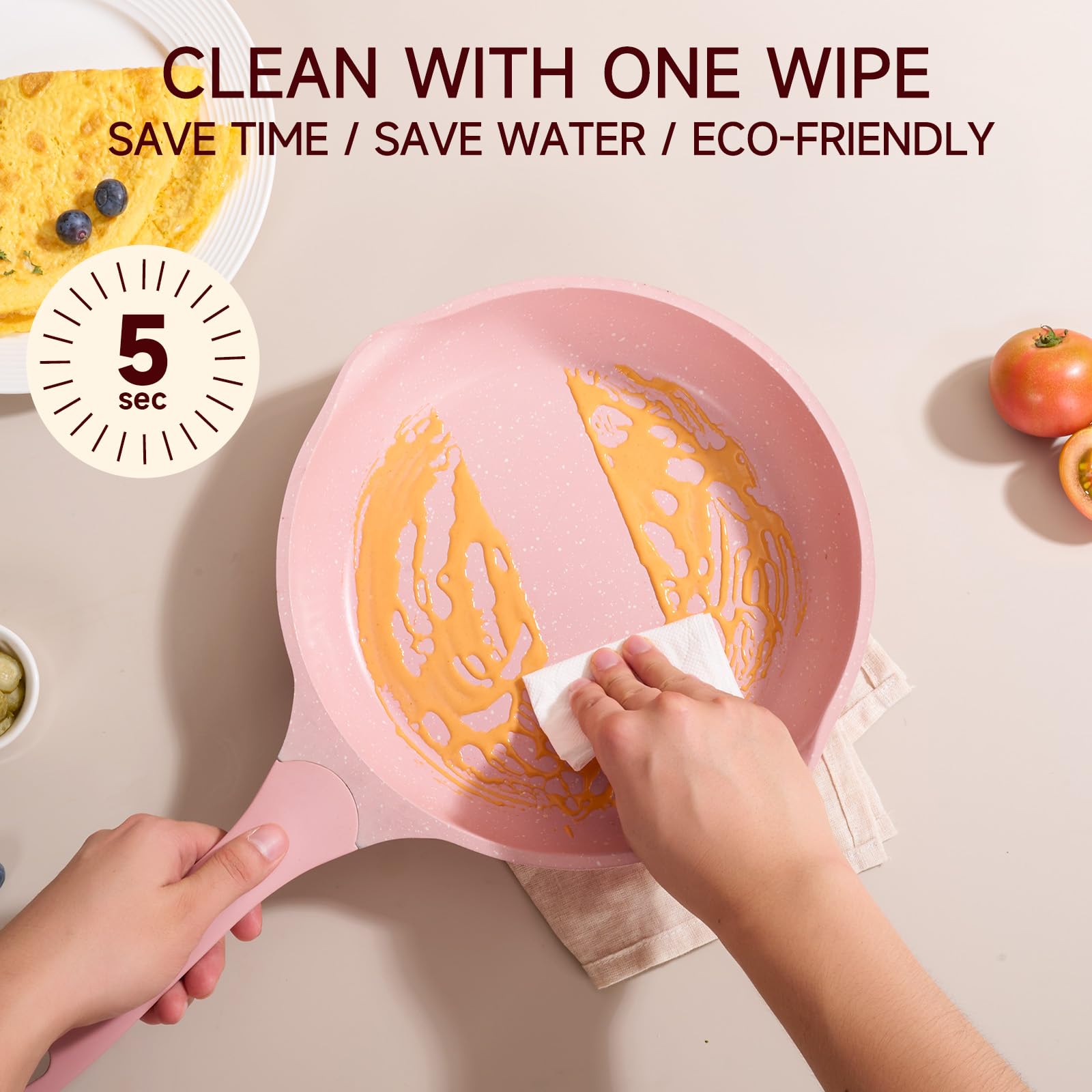 JEETEE pink easy-grip cool handles for safe, comfortable cooking