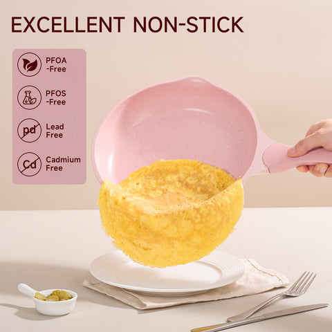 JEETEE pink triple-layer nonstick coating closeup shows easy release