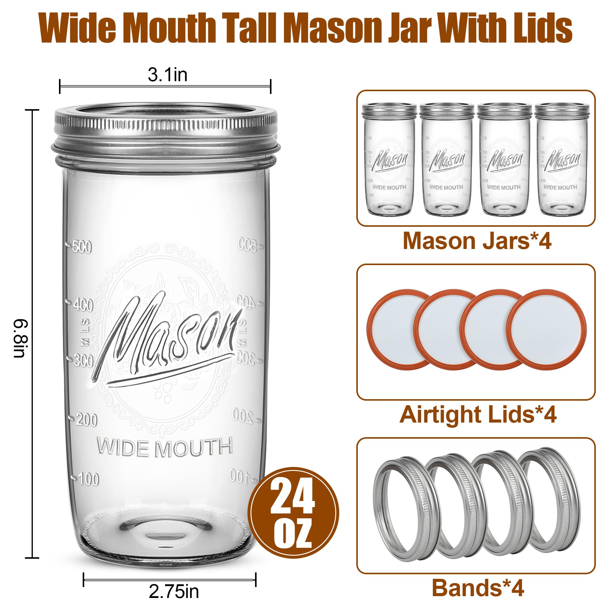Jeitae wide-opening jar eases filling and pouring for chunky fruits and layered salads.