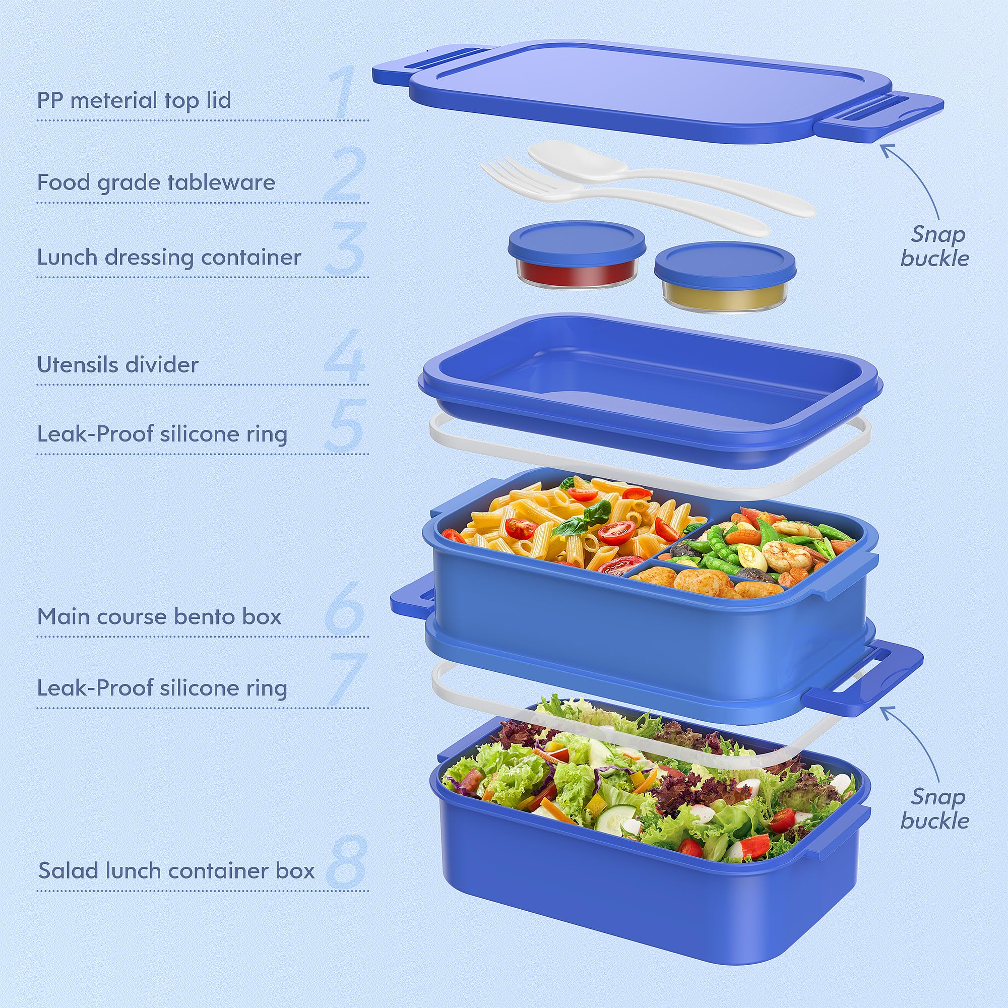 Jelife lunch box with utensils supports convenient on-the-go dining.