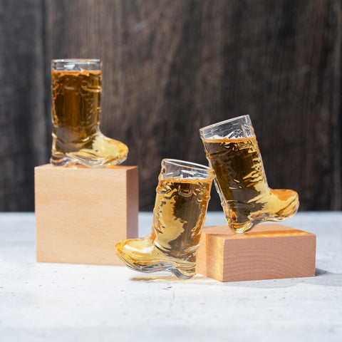 JEM GLASS western-themed shot glass set elevates party décor and gift options.
