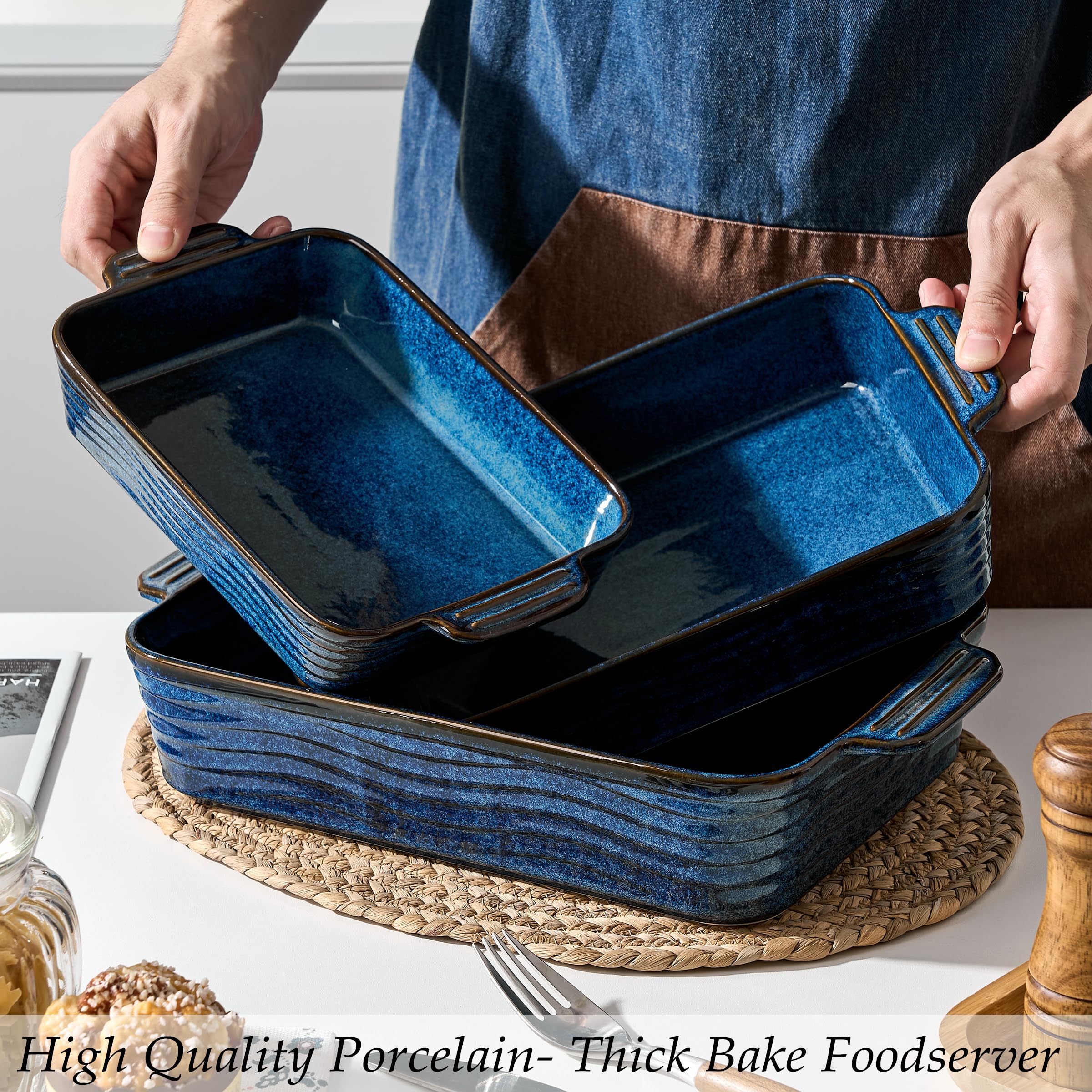 Jemirry multi-use bakeware great for pasta, roasts, and gratins on the table
