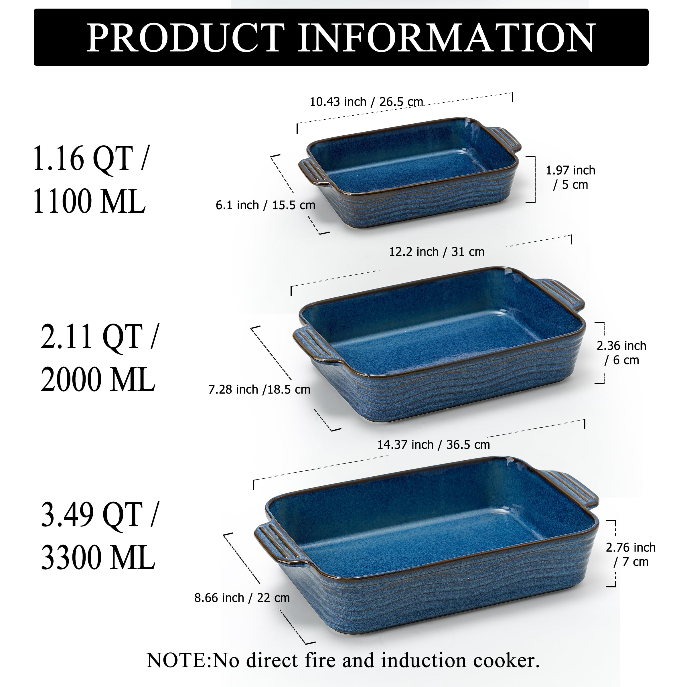 Jemirry oven-safe ceramic pan ready for hot casseroles up to 500°F