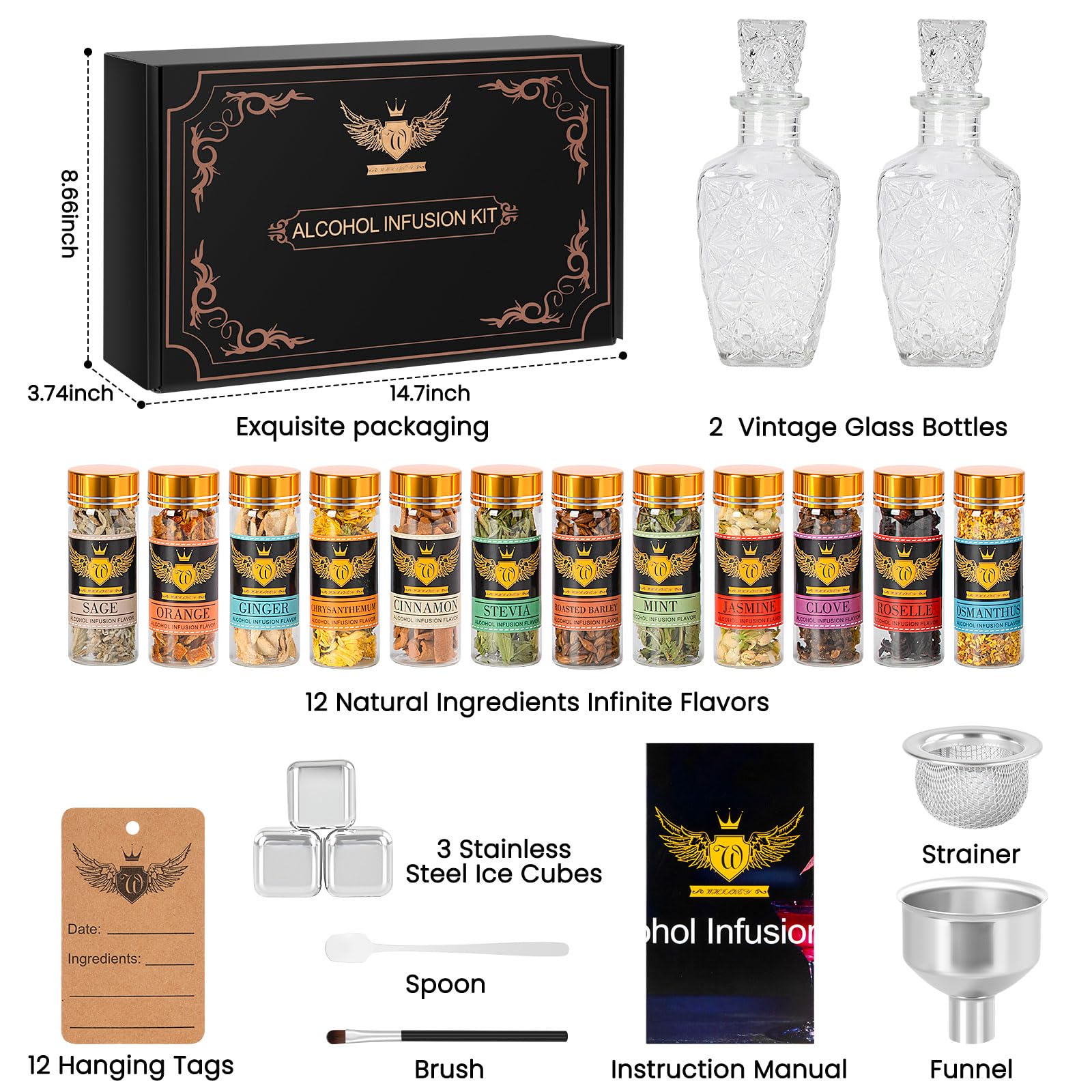 JenChrysm infusion kit ingredients set displays natural flavors for customization
