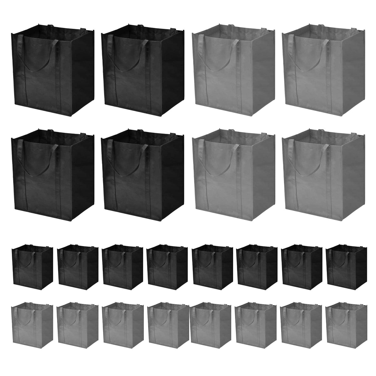 JERIA 24-pack reusable grocery bags showing large capacity for groceries