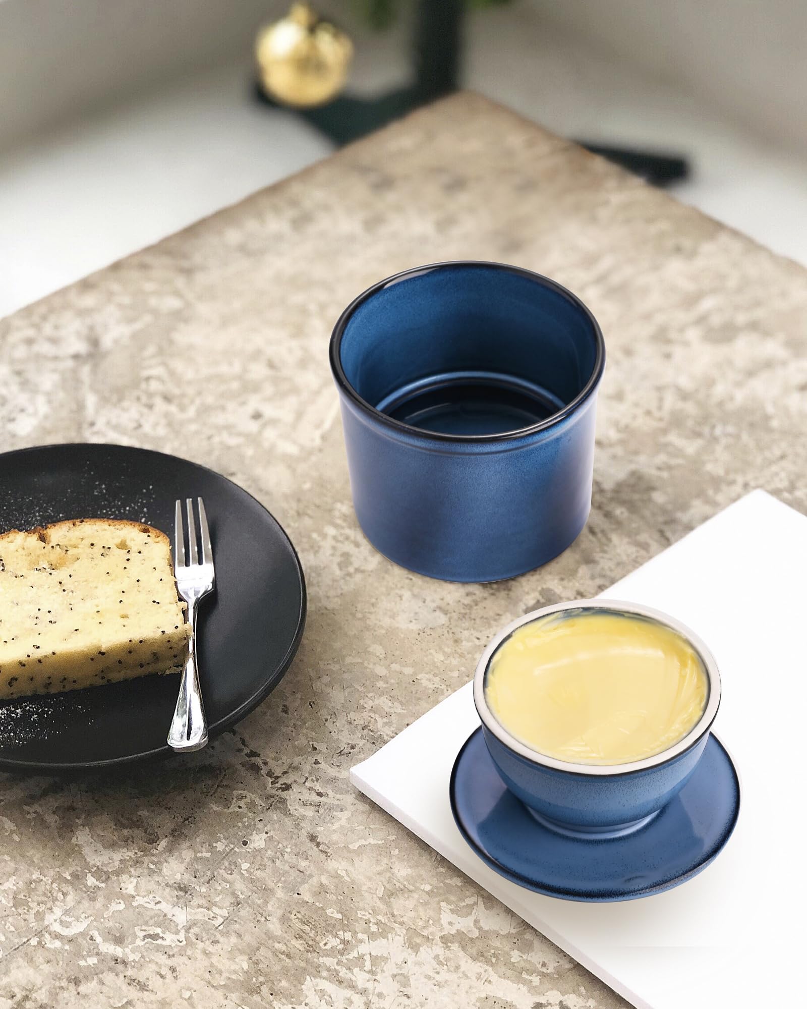 Jersinwei blue reactive glaze finish enhances kitchen décor