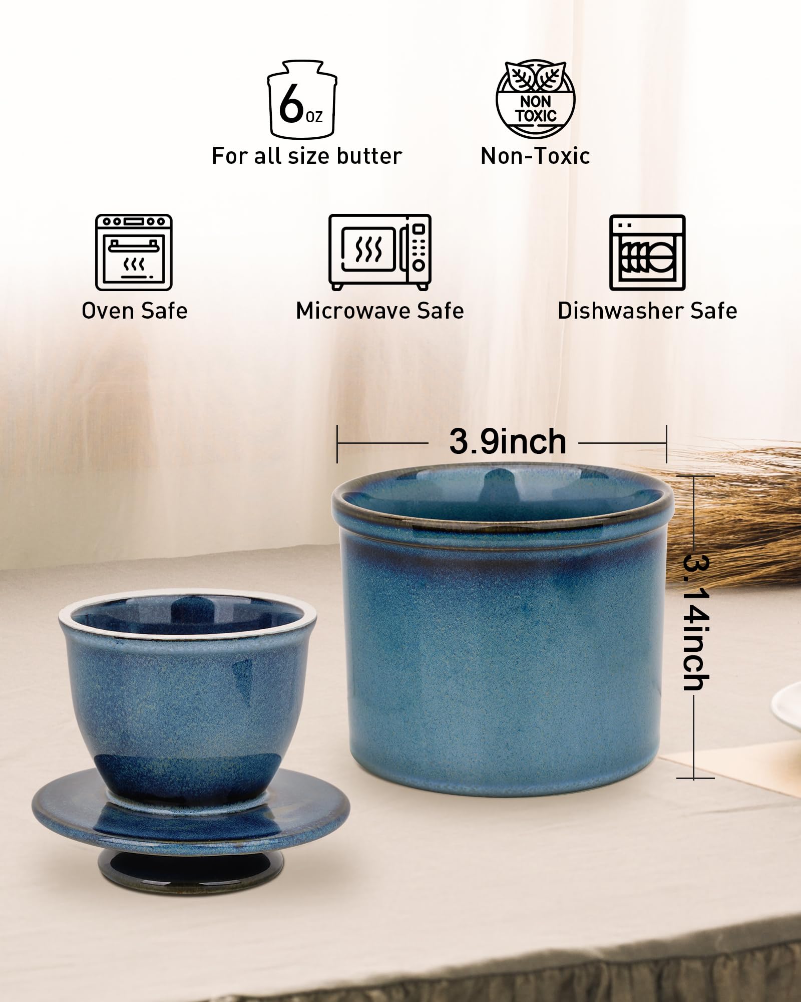 Jersinwei butter dish lid and cup assembly for easy spreading