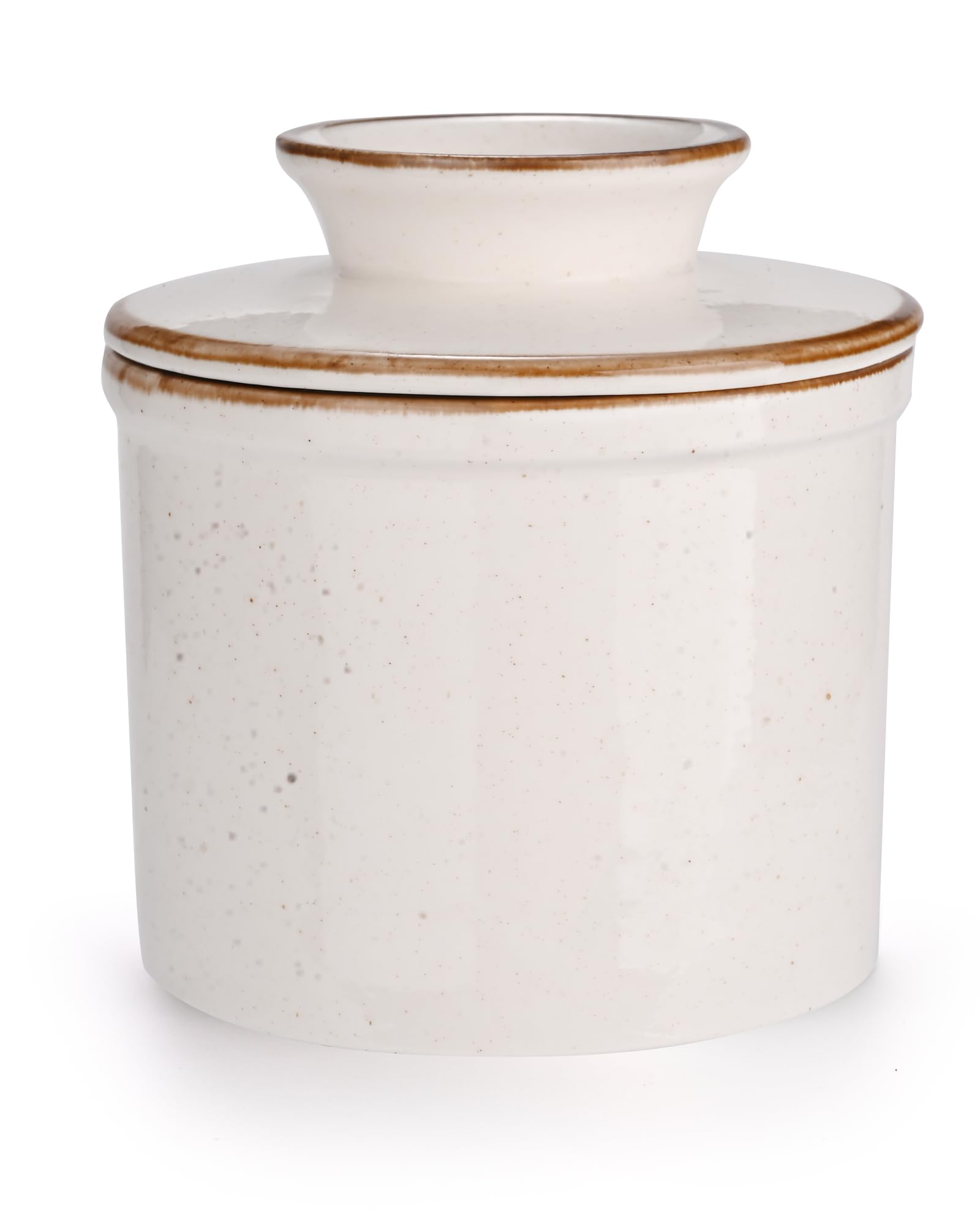 Jersinwei French butter dish with water seal base keeps spreadable butter accessible.