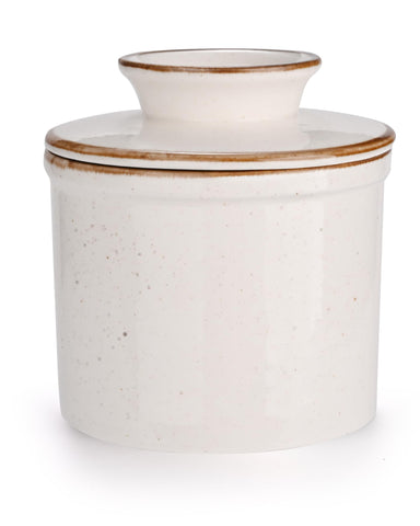 Jersinwei French butter dish with water seal base keeps spreadable butter accessible.