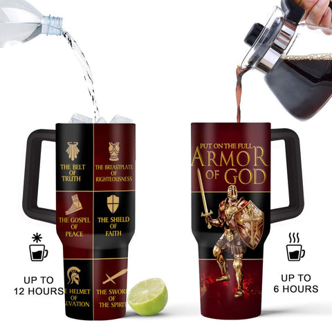 Jesuspirit Armor of God 40oz tumbler—insulated design for long trips and gym
