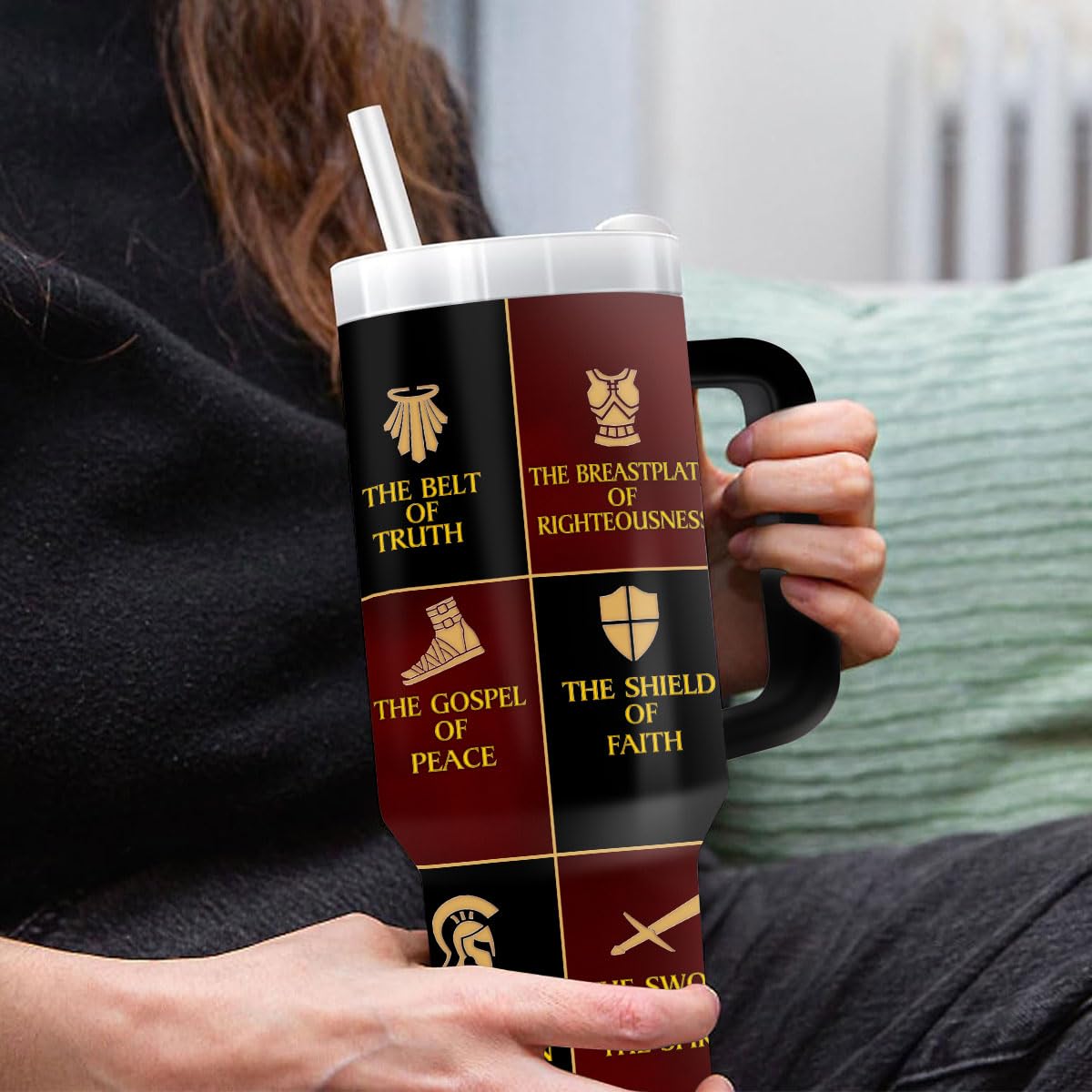 Jesuspirit Armor of God tumbler—stainless finish, reliable for office or home