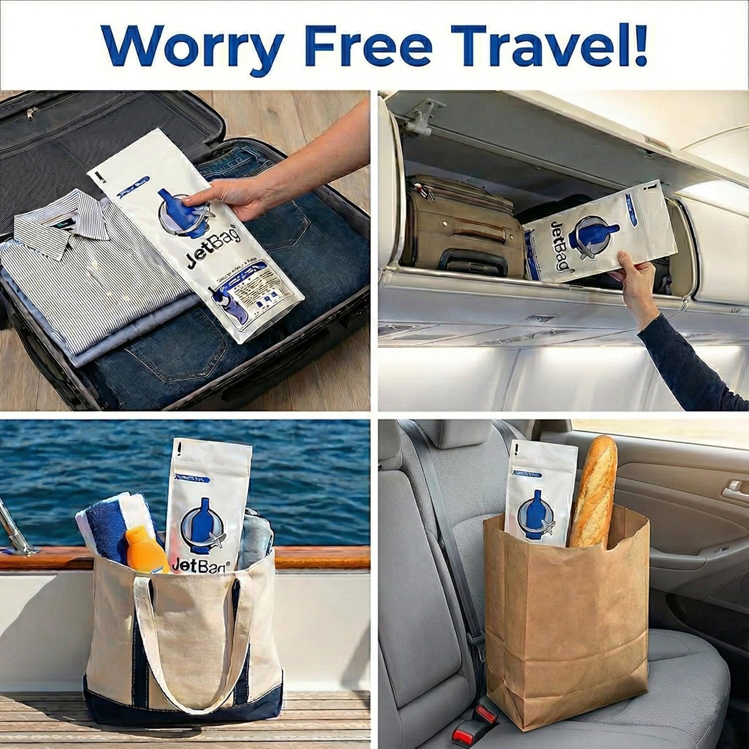 JetBag Bold travel bag inside suitcase highlights compact, organized packing.