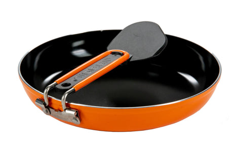 Jetboil Summit Skillet is compatible with regulated Jetboil stoves for secure cooking.