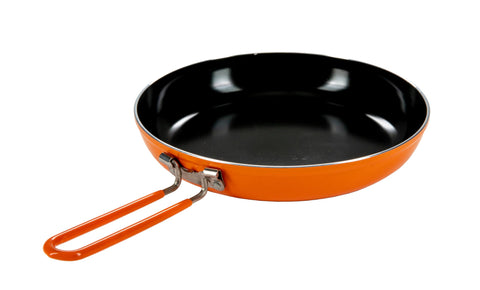 Jetboil Summit Skillet shows ceramic nonstick coating for easy food release on the trail.