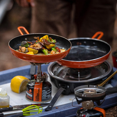 Jetboil Summit Skillet weighs 10.6 ounces for portable backpacking use.