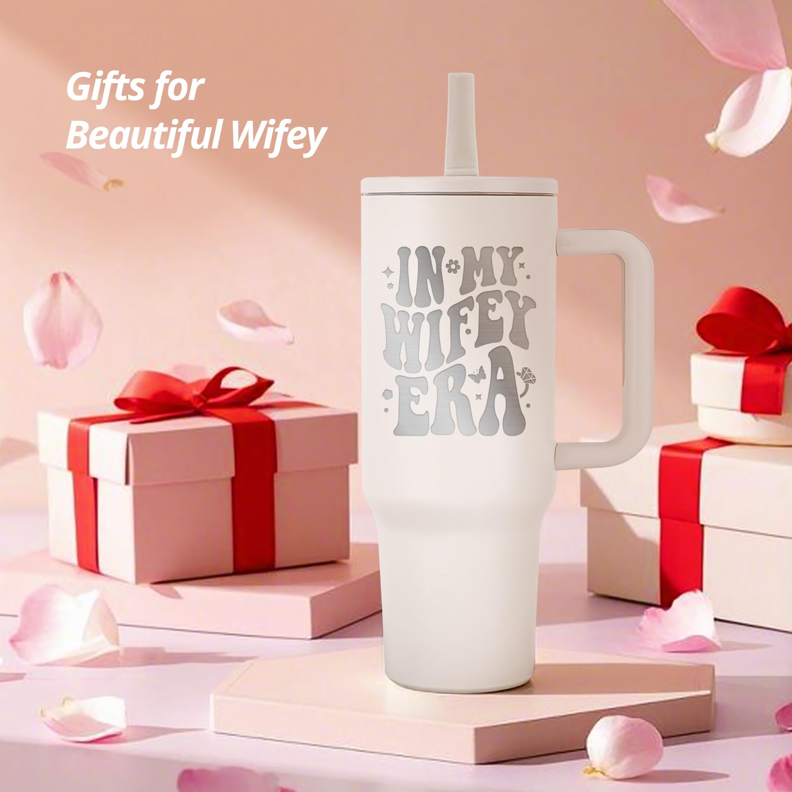 JETIKON 40oz tumbler engraved with In my wifey era for a personal touch.