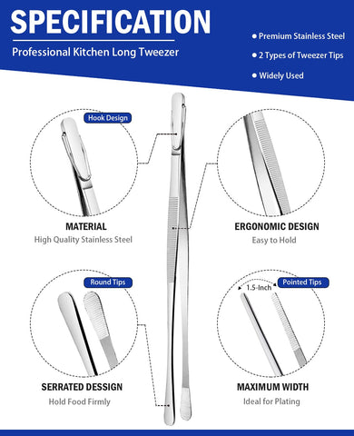 JETKONG 12-inch tweezer plating for precise garnish placement