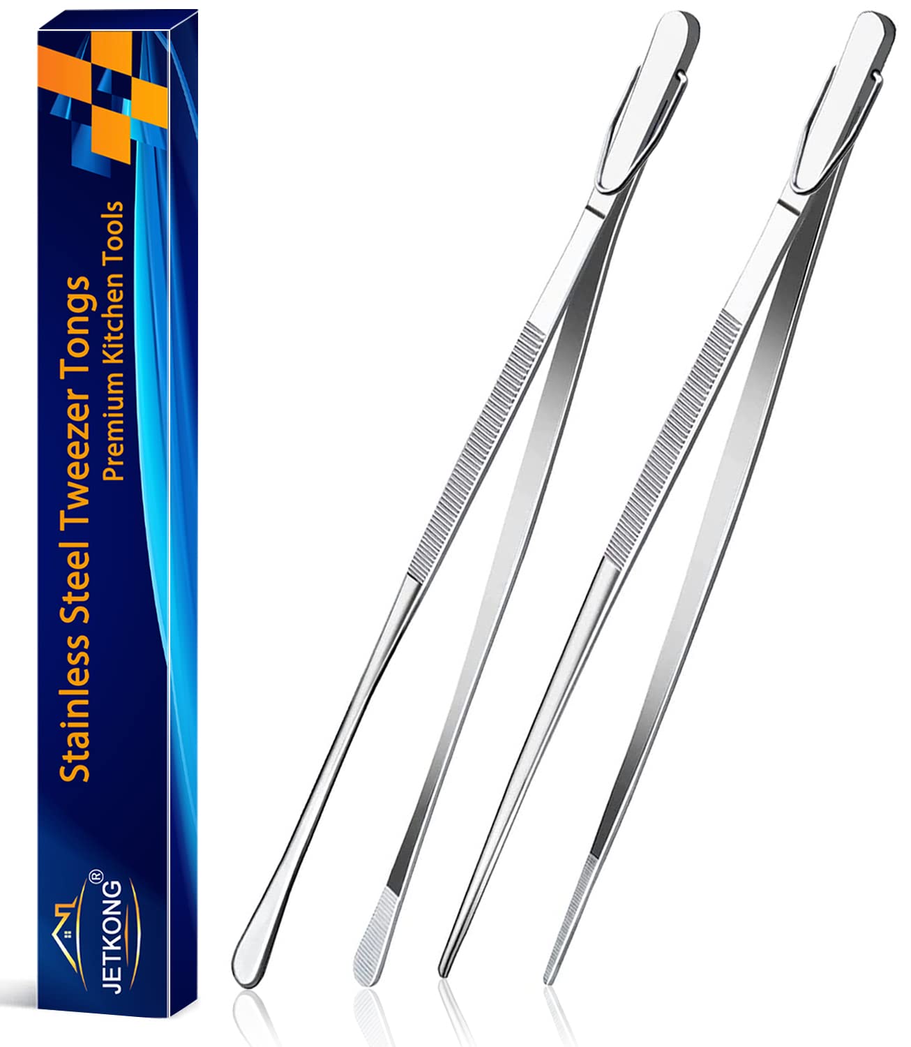 JETKONG 2pc tweezers set for precise handling of small ingredients.