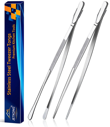 JETKONG 2pc tweezers set for precise handling of small ingredients.