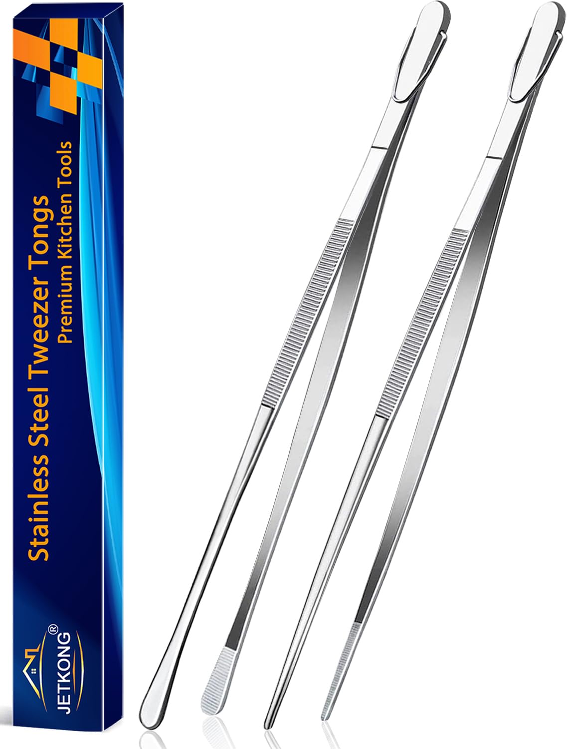JETKONG 2pcs 14-inch food tweezers for precise handling and safe gripping.