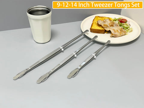 JETKONG 12inch extra-long kitchen tweezers for turning delicate foods