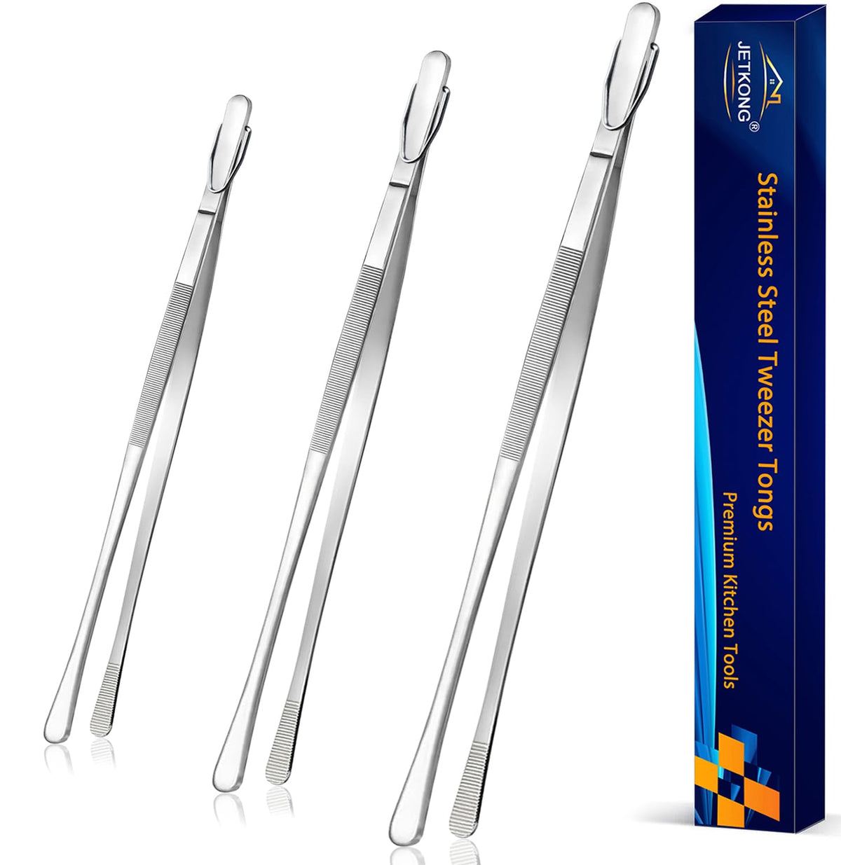 JETKONG 9inch extra-long kitchen tweezers for precise grilling