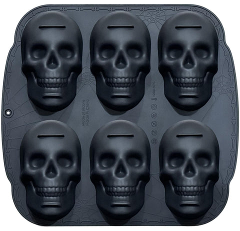 JETKONG 6-cavity skull cake pan delivers crisp details for fun party treats.
