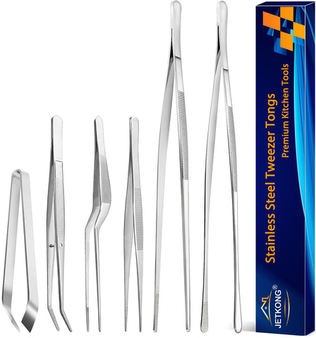 JETKONG 12inch cooking tweezers for precise plating and safe handling