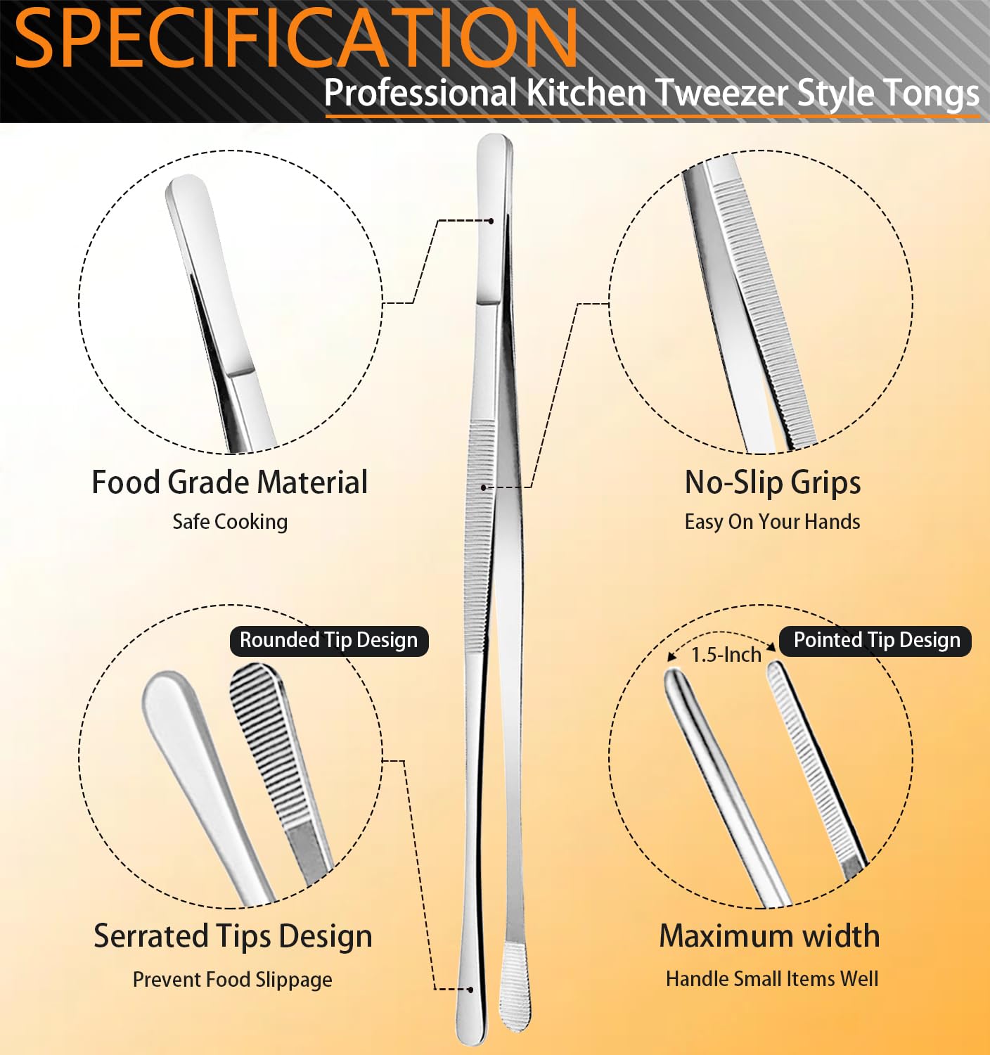 JETKONG 6-3inch tweezers reaching tight spots safely